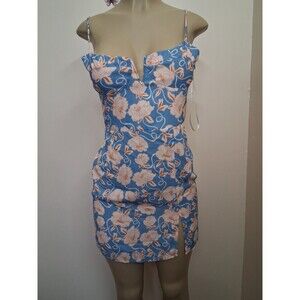 Blue Life Summer Surf Mini Dress Blue Floral Small Beach Vacation Coastal